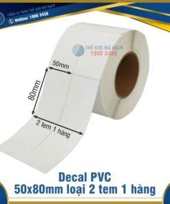 Decal nhựa PVC 50x80mm loại 2 tem 1 hàng