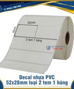 Decal nhựa PVC 52x28mm loại 2 tem 1 hàng