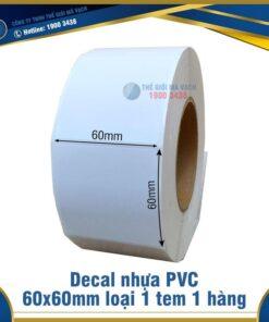 Decal nhựa PVC 60x60mm loại 1 tem 1 hàng
