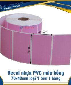 Decal nhựa PVC 70x40mm màu hồng