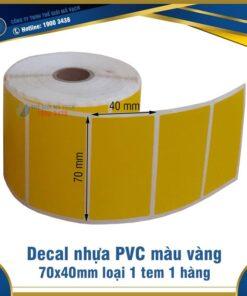 Decal nhựa PVC 70x40mm màu vàng