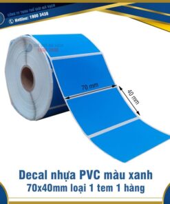 Decal nhựa PVC 70x40mm màu xanh dương