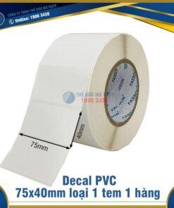 Decal nhựa PVC 75x40mm loại 1 tem 1 hàng