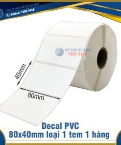 Decal nhựa PVC 80x40mm loại 1 tem 1 hàng