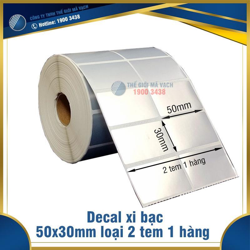Decal xi bạc 50x30mm loại 2 tem 1 hàng 1 Decal xi bạc 50x30mm loại 2 tem 1 hàng