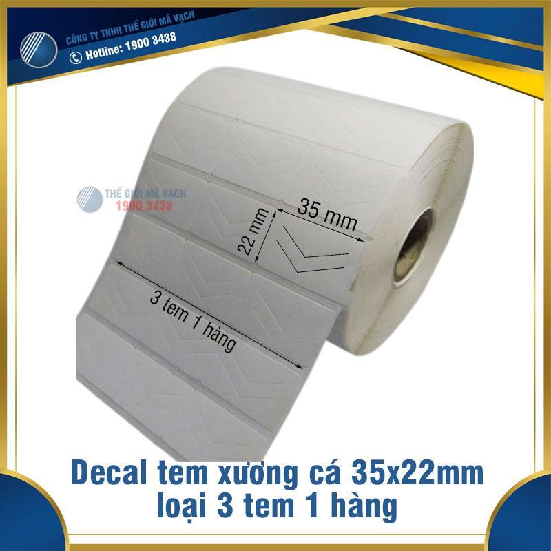 Giấy decal tem xương cá 35x22mm chống bóc loại 3 tem 1 hàng 1 Giấy decal tem xương cá 35x22mm chống bóc loại 3 tem 1 hàng