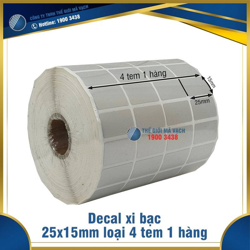 Decal xi bạc 25x15mm loại 4 tem 1 hàng 1 Decal xi bạc 25x15mm loại 4 tem 1 hàng