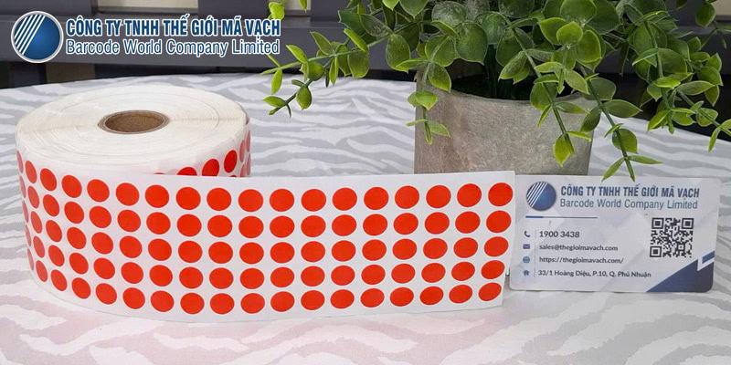 Decal giấy tem tròn phi 10mm màu đỏ loại 5 tem 1 hàng giá tốt Decal giấy tem tròn phi 10mm màu đỏ loại 5 tem 1 hàng giá tốt