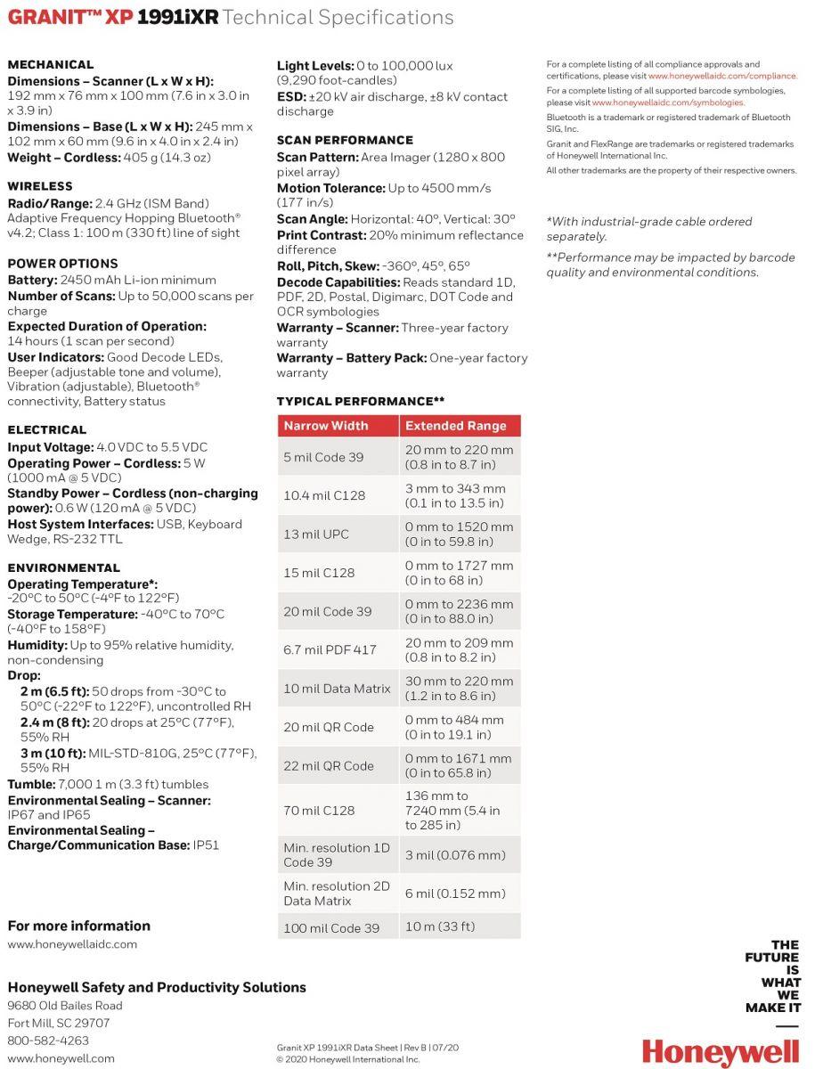 granit xp 1991ixr scanner data sheet en 2