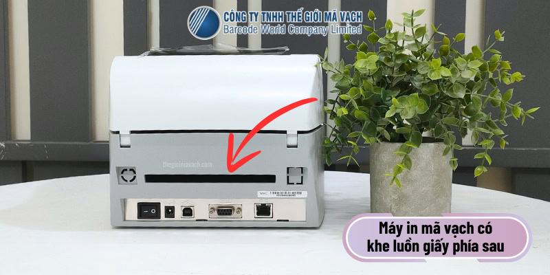 Máy in mã vạch có khe luồn giấy phía sau Máy in mã vạch có khe luồn giấy phía sau
