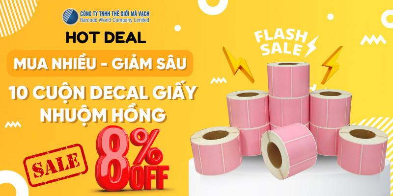 Mua 10 cuộn decal giấy màu hồng 100x65mm giảm giá 8%