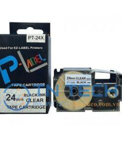 Nhãn In Casio PT-24X Chữ Đen Nền Trong 24mm