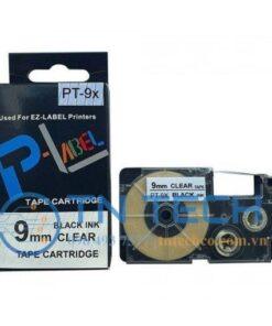 Nhãn In Casio PT-9X Chữ Đen Nền Trong 9mm