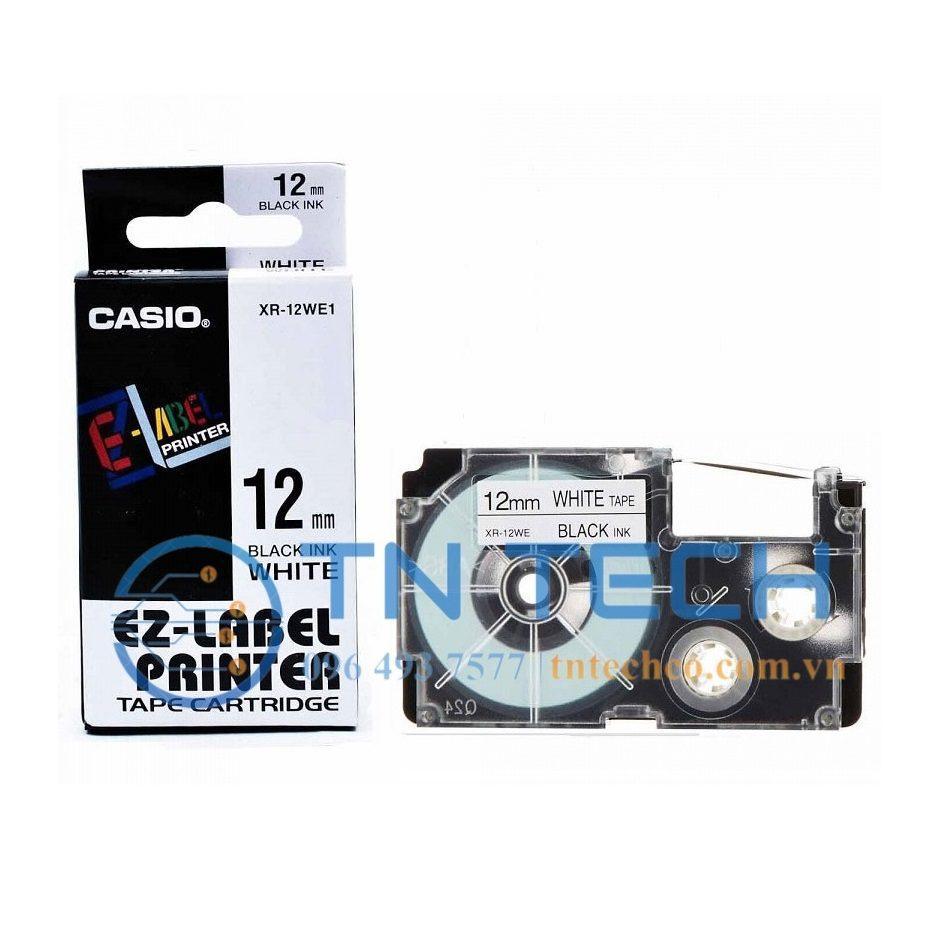 Nhãn In Casio XR-12WE1 Chữ Đen Nền Trong 12mm 1 Nhãn In Casio XR-12WE1 Chữ Đen Nền Trong 12mm