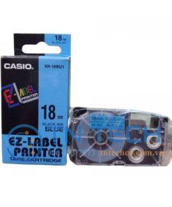 Nhãn In Casio XR-18BU1 Chữ Đen Nền Trong 18mm