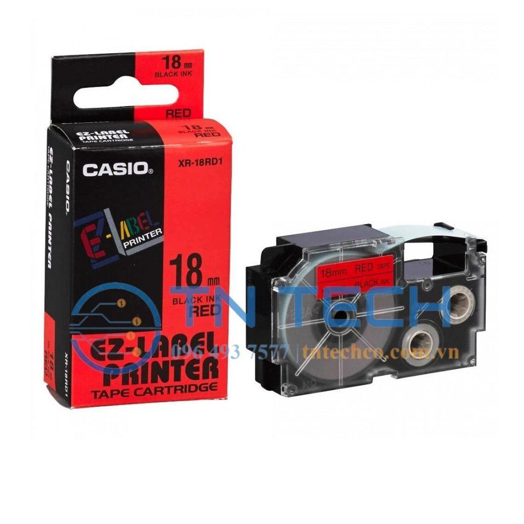 Nhãn In Casio XR-18RD1 Chữ Đen Nền Trong 18mm 1 Nhãn In Casio XR-18RD1 Chữ Đen Nền Trong 18mm