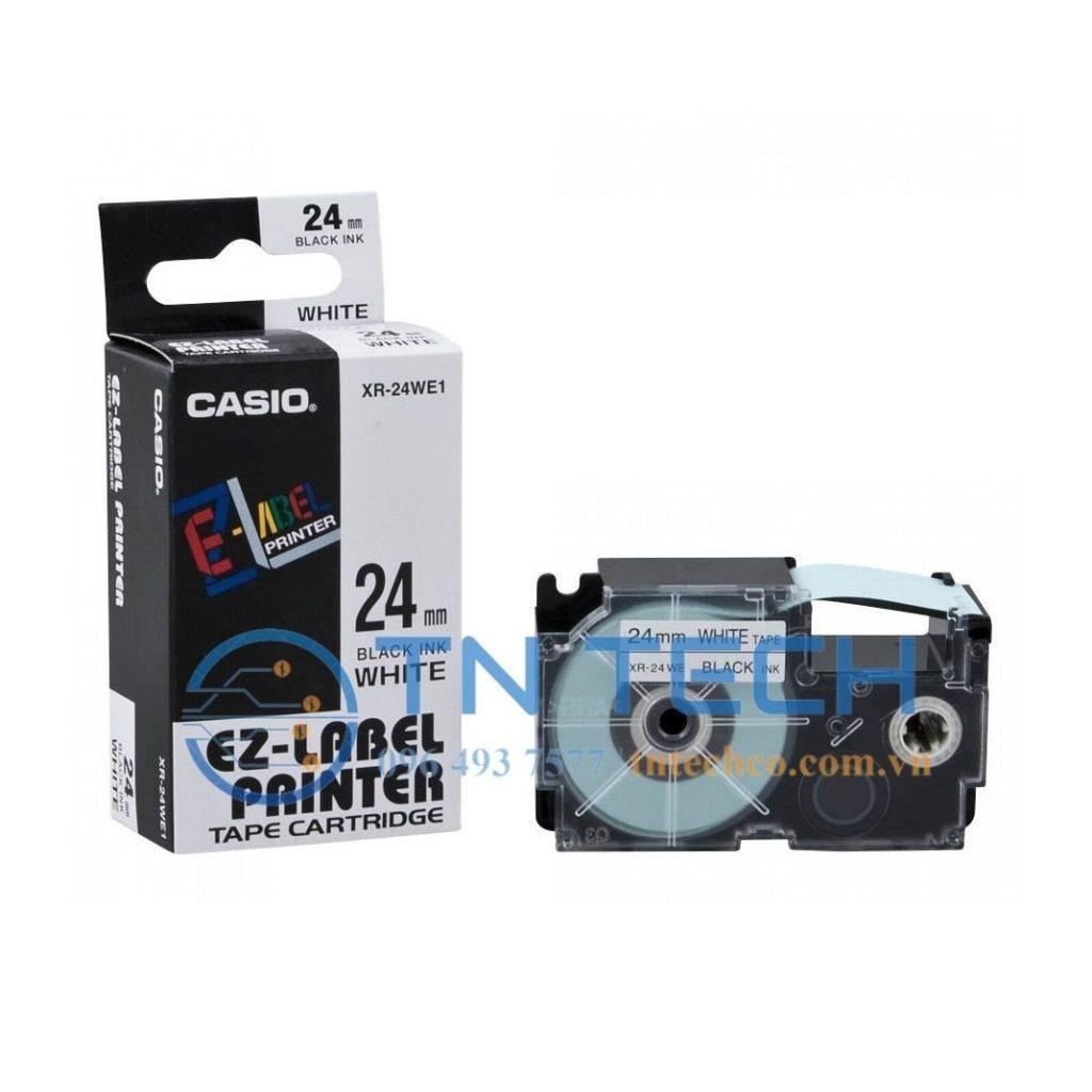Nhãn In Casio XR-24WE1 Chữ Đen Nền Trong 24mm 1 Nhãn In Casio XR-24WE1 Chữ Đen Nền Trong 24mm