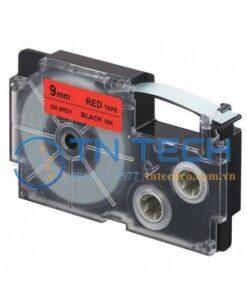 Nhãn In Casio XR-9RD1 Chữ Đen Nền Trong 9mm