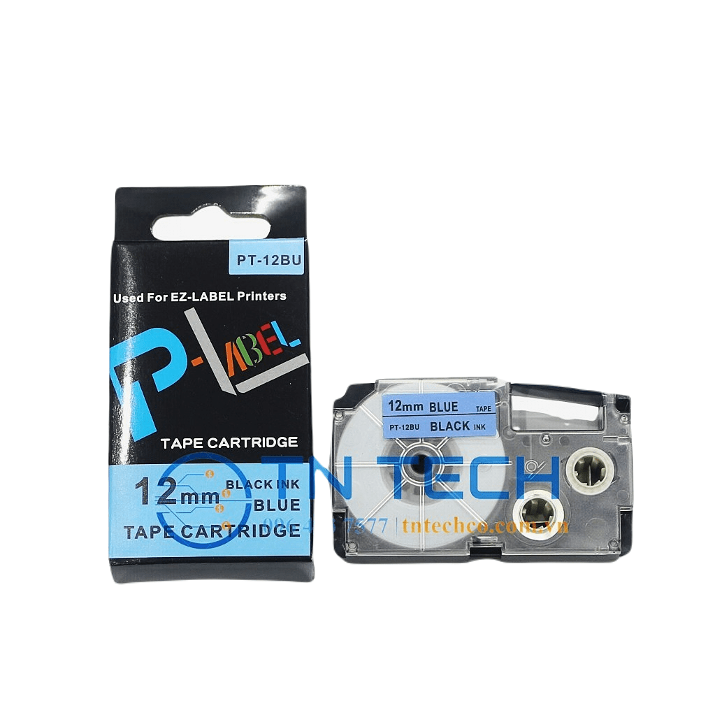 Nhãn In Casio PT-12BU Chữ Đen Nền Xanh Dương 12mm 1 Nhãn In Casio PT-12BU Chữ Đen Nền Xanh Dương 12mm