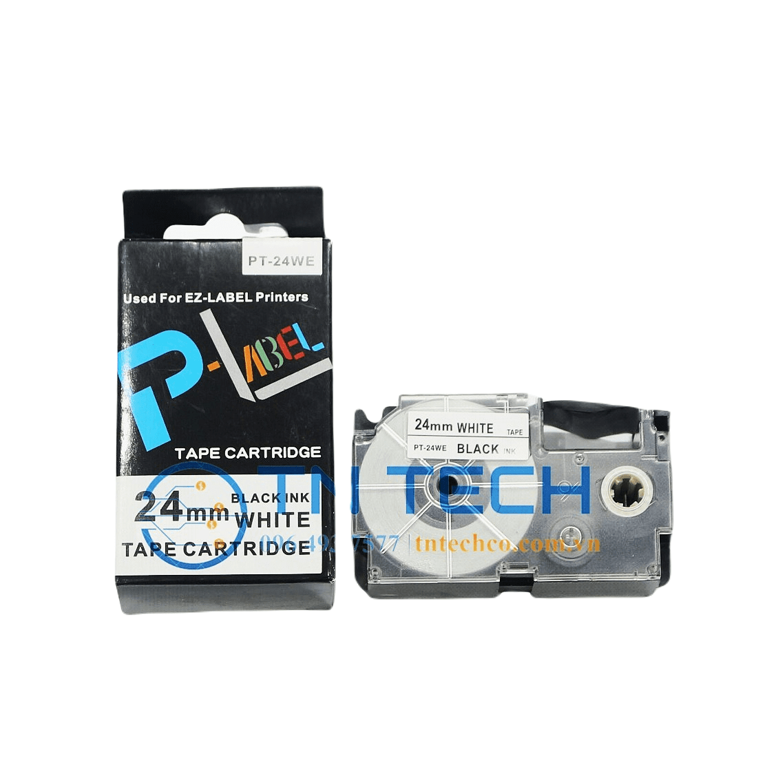 Nhãn In Casio PT-24WE Chữ Đen Nền Trắng 24mm 1 Nhãn In Casio PT-24WE Chữ Đen Nền Trắng 24mm