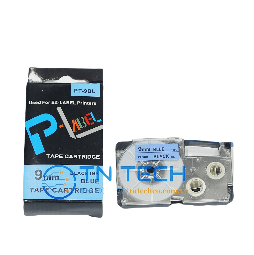 Nhãn In Casio PT-9BU Chữ Đen Nền Xanh Dương 9mm 1 Nhãn In Casio PT-9BU Chữ Đen Nền Xanh Dương 9mm