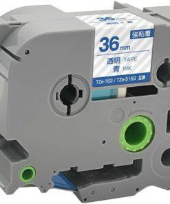 Nhãn in Brother TZe-163 | 12mm x 8m | Chữ Xanh Dương Nền Trong Suốt