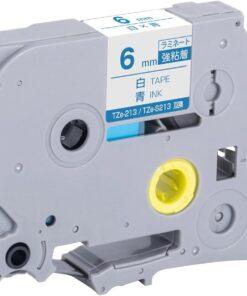 Nhãn in Brother TZe-213 | 6mm x 8m | Chữ Xanh Dương Nền Trắng