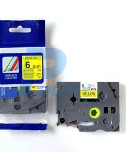 Nhãn in Brother TZe-S611 | 24mm x 8m | Chữ Đen Nền Vàng