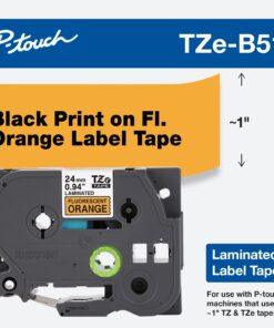 Nhãn in Brother TZe-B51 | 24mm x 8m | Chữ Đen Nền Vàng Neon