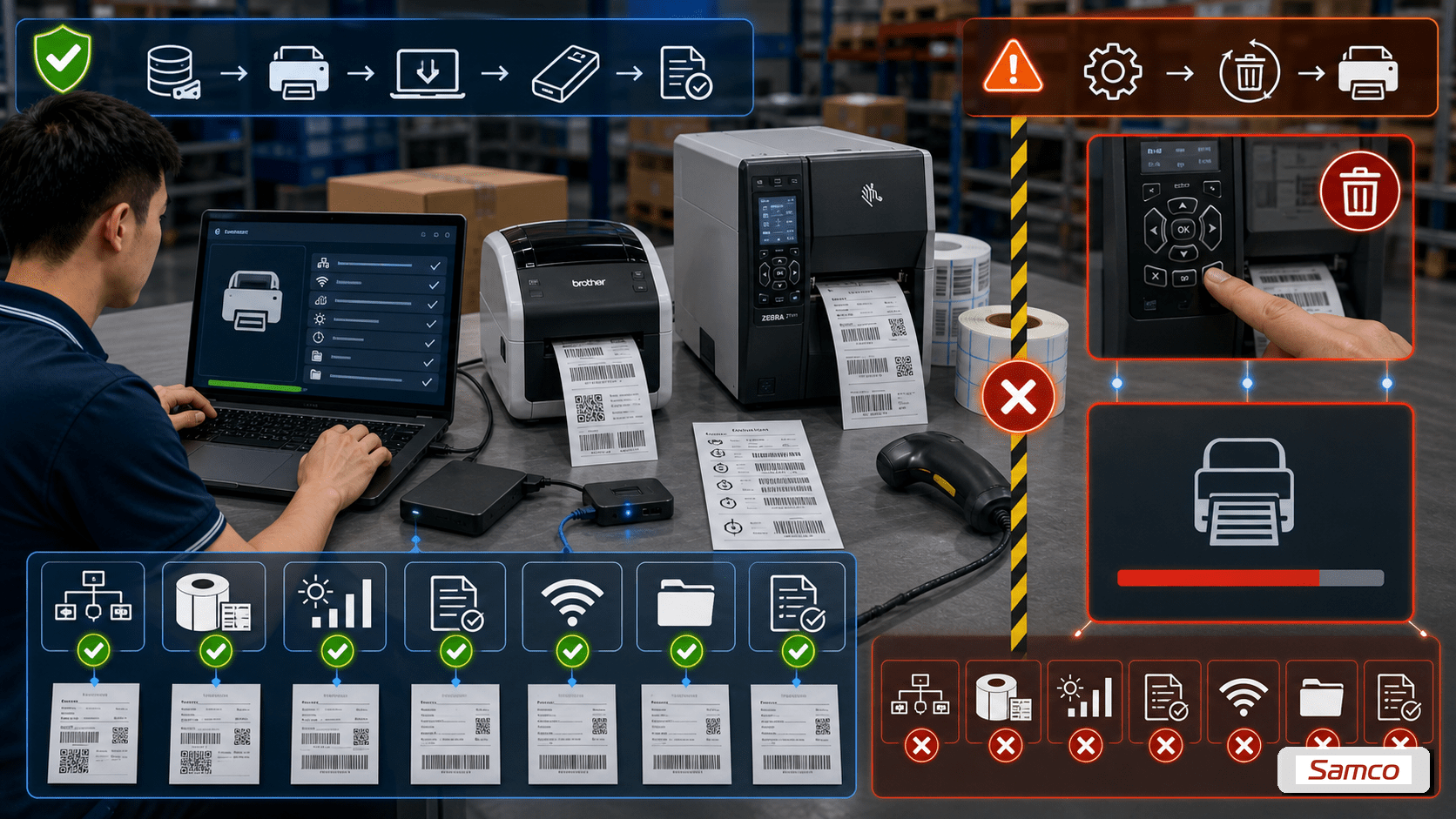 Khi nào cần reset máy in nhãn? Hướng dẫn chi tiết 8 Bắt buộc backup cài đặt, cấu hình mạng, media size và template trước khi factory reset