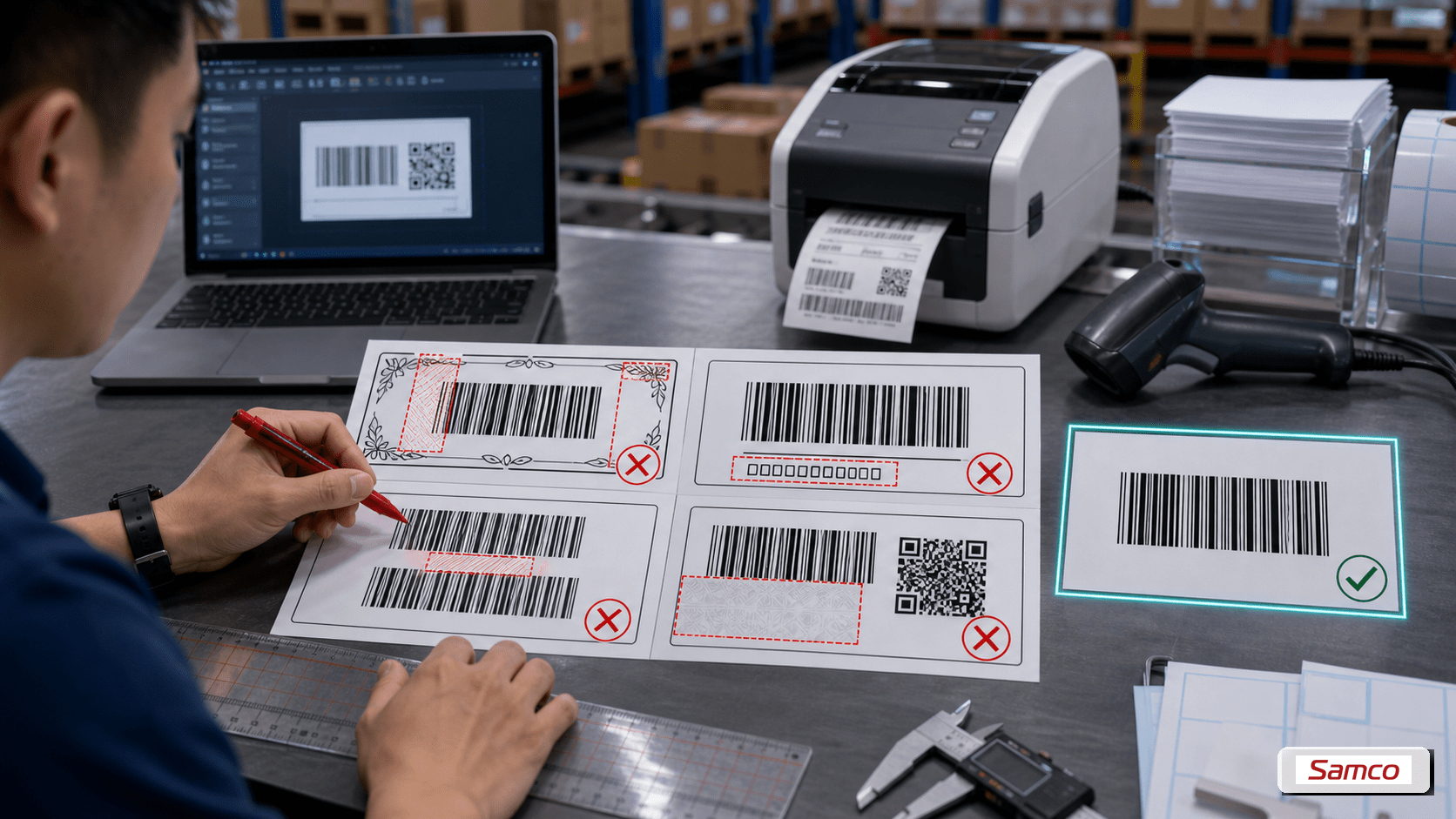 Quiet Zone Barcode là gì? Vai trò khi in nhãn mã vạch 7 Các lỗi thiết kế quiet zone phổ biến gồm viền, chữ, mã vạch đặt quá gần và nền hoa văn