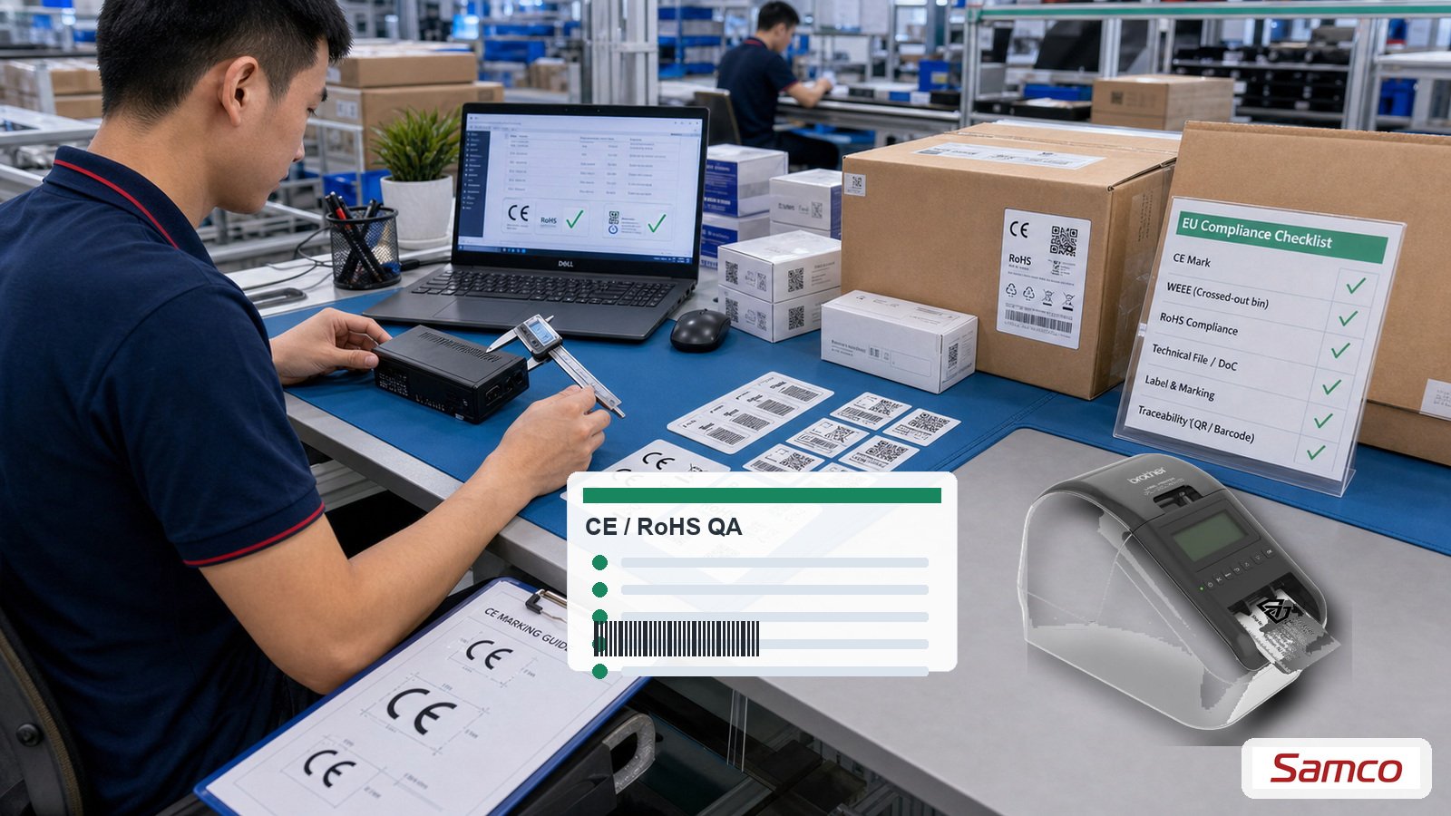 Kiểm tra CE Marking WEEE và RoHS cho nhãn thiết bị điện tử xuất khẩu vào thị trường EU