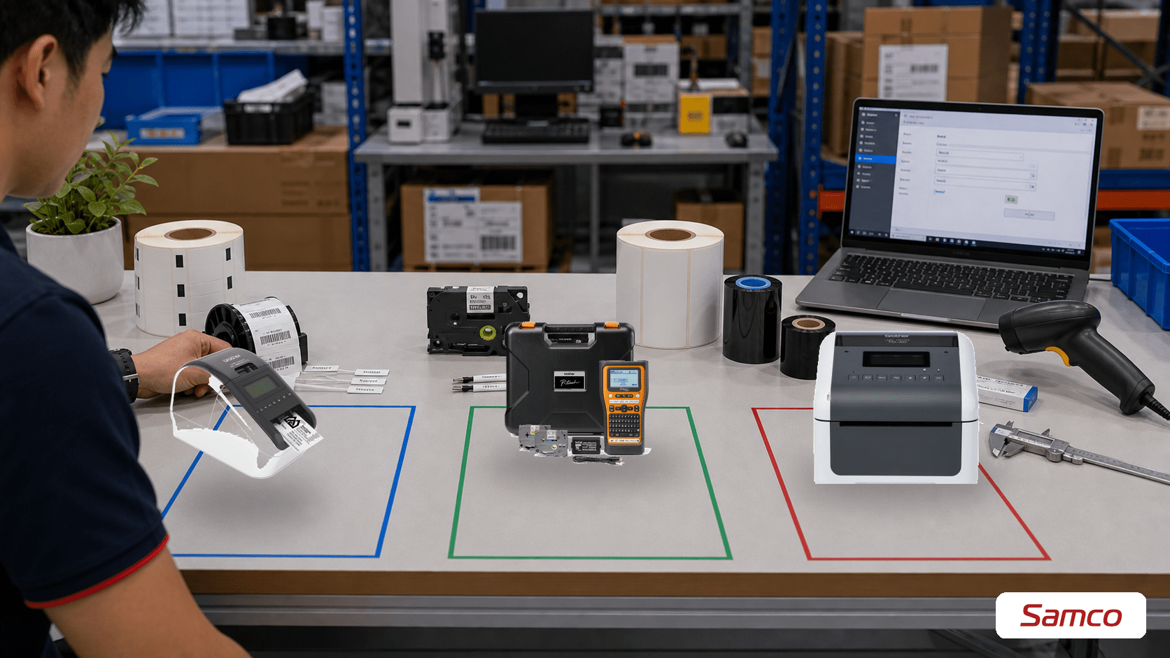 Quy trình calibration cho các dòng Brother QL PT và TD với sản phẩm thật từ SamcoTech