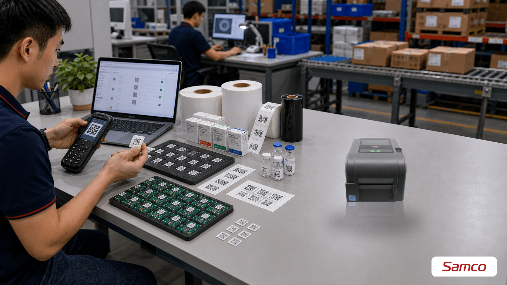 Mã vạch 2D phù hợp QR DataMatrix serial và truy xuất nguồn gốc trên nhãn nhỏ
