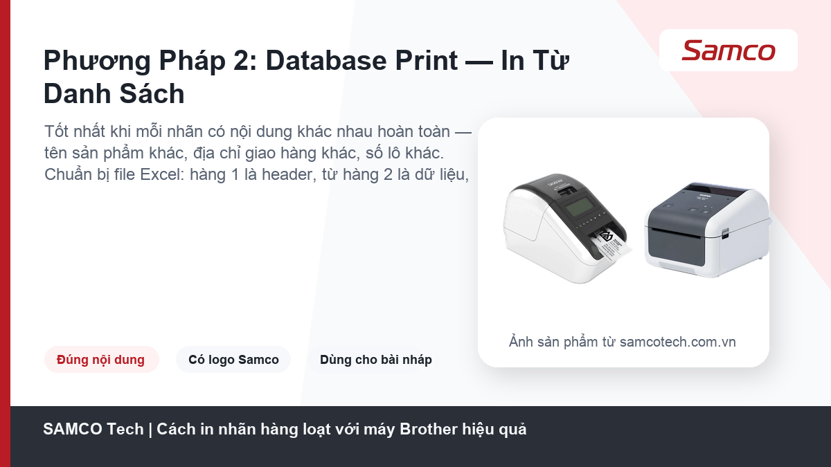 Phương Pháp 2: Database Print — In Từ Danh Sách - Cách in nhãn hàng loạt với máy Brother hiệu quả