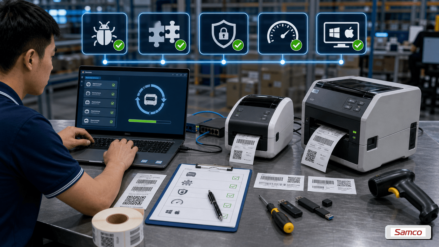 Khi nên cập nhật firmware máy in nhãn để sửa lỗi, tăng tương thích và ổn định hệ thống