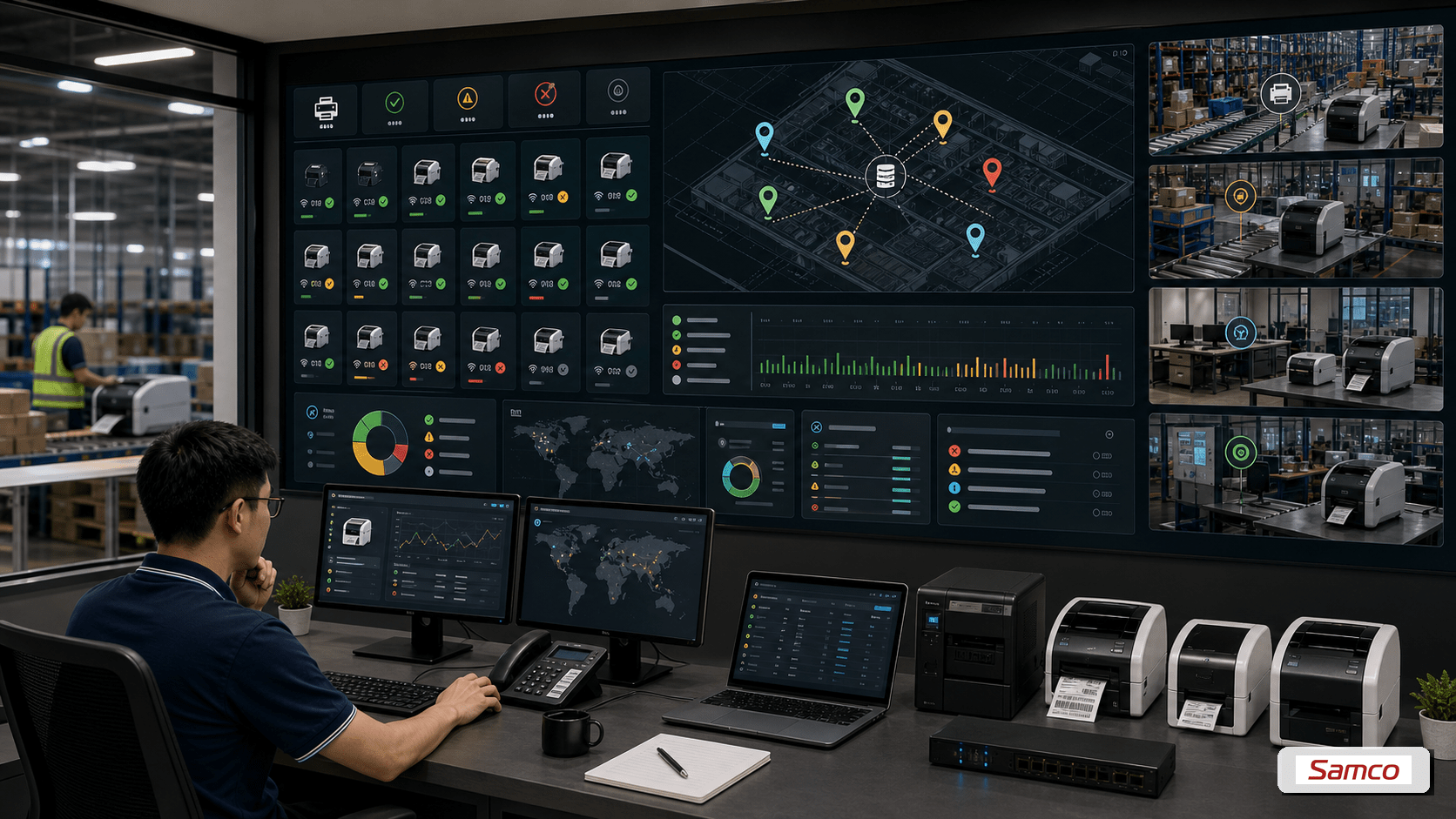 Cách kết nối nhiều máy in Brother trong hệ thống 11 Monitoring fleet với BRAdmin Professional để theo dõi online offline, lỗi và mức nhãn còn lại
