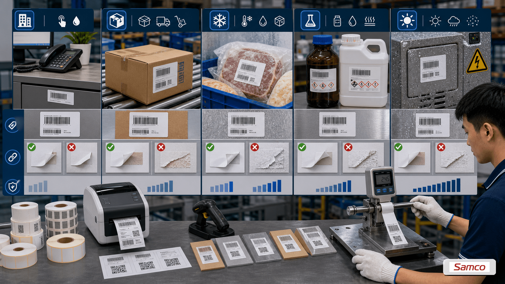 Hướng Dẫn Kiểm Tra Độ Bám Dính Adhesion Test Của Keo Nhãn Đúng Chuẩn 9 Ngưỡng độ bám dính keo nhãn thay đổi theo ứng dụng như carton, kho lạnh, hóa chất và ngoài trời