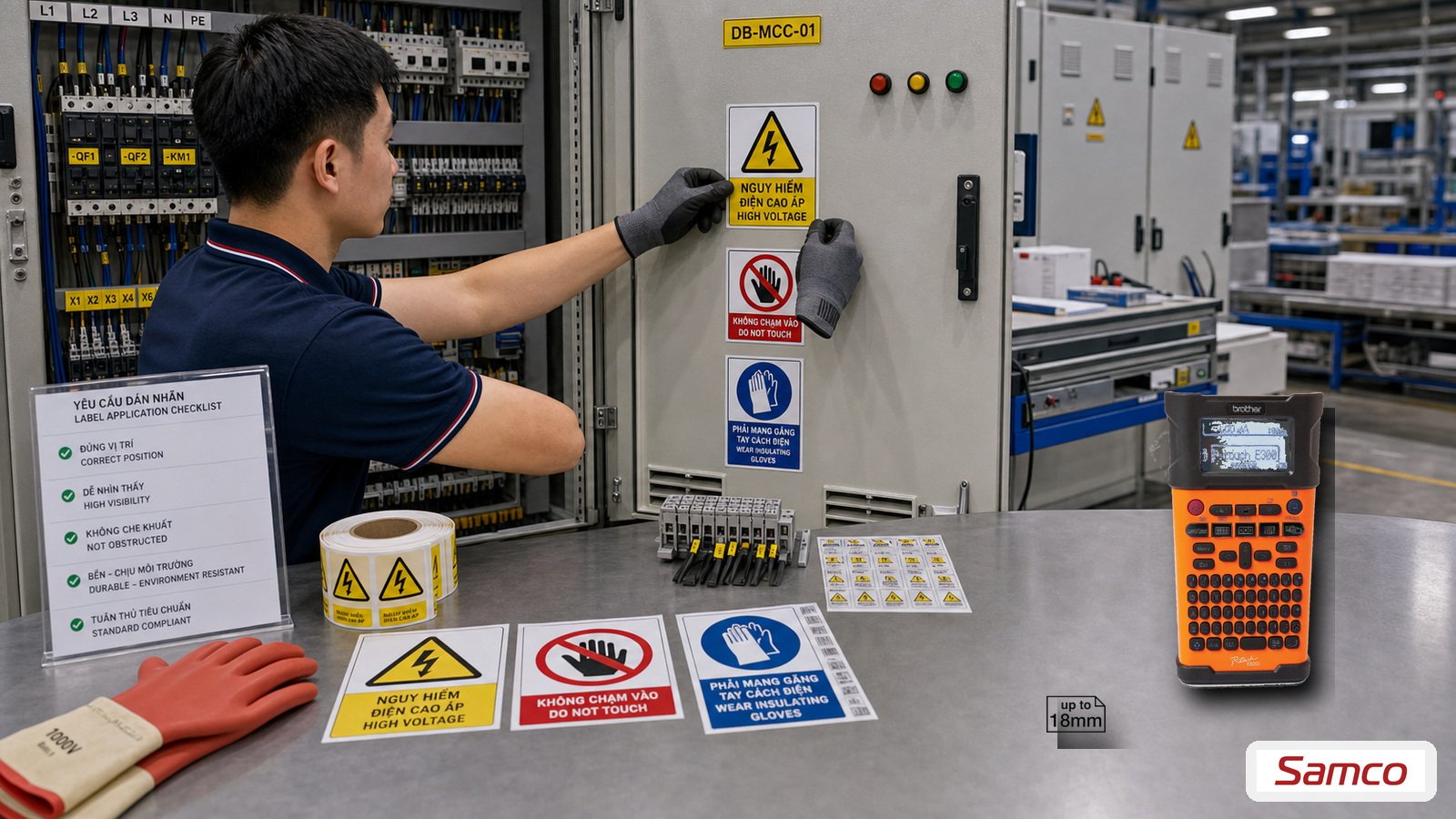 In nhãn cho ngành điện - điện tử: Chuẩn IEC và giải pháp 5 Nhãn cảnh báo an toàn điện trên tủ điện và thiết bị kỹ thuật
