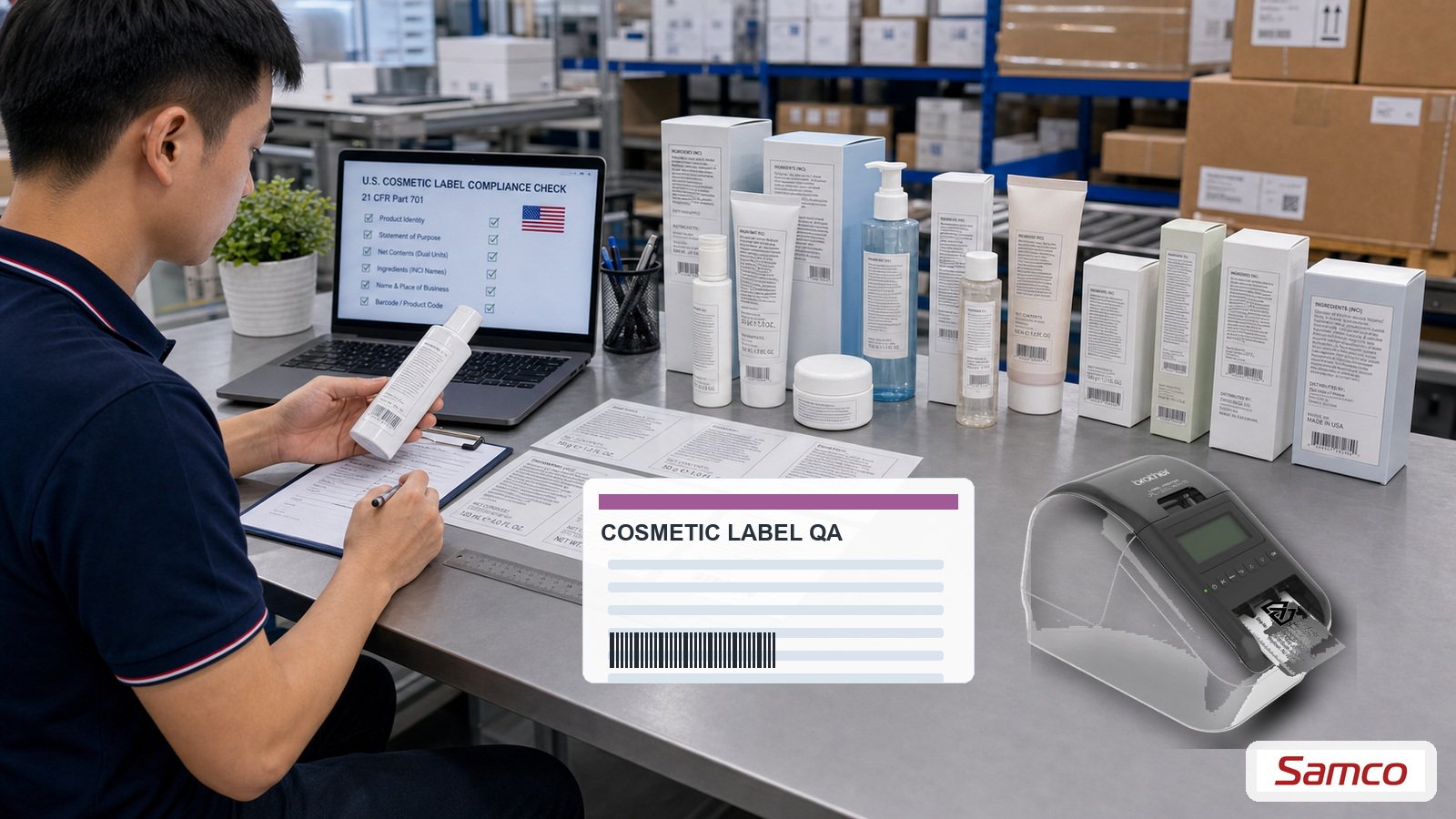 Kiểm tra nhãn mỹ phẩm Mỹ theo FDA 21 CFR Part 701 với INCI net contents và responsible party