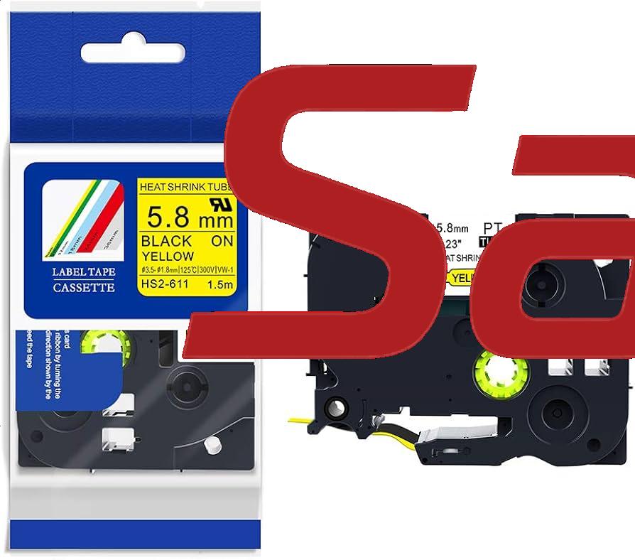 Ống co nhiệt Brother HS2-611 | 5.8mm x 1.5m | Chữ Đen trên nền Vàng 1 Ống co nhiệt Brother HS2-611 5.8mm x 1.5m chữ Đen trên nền Vàng - cassette chính hãng