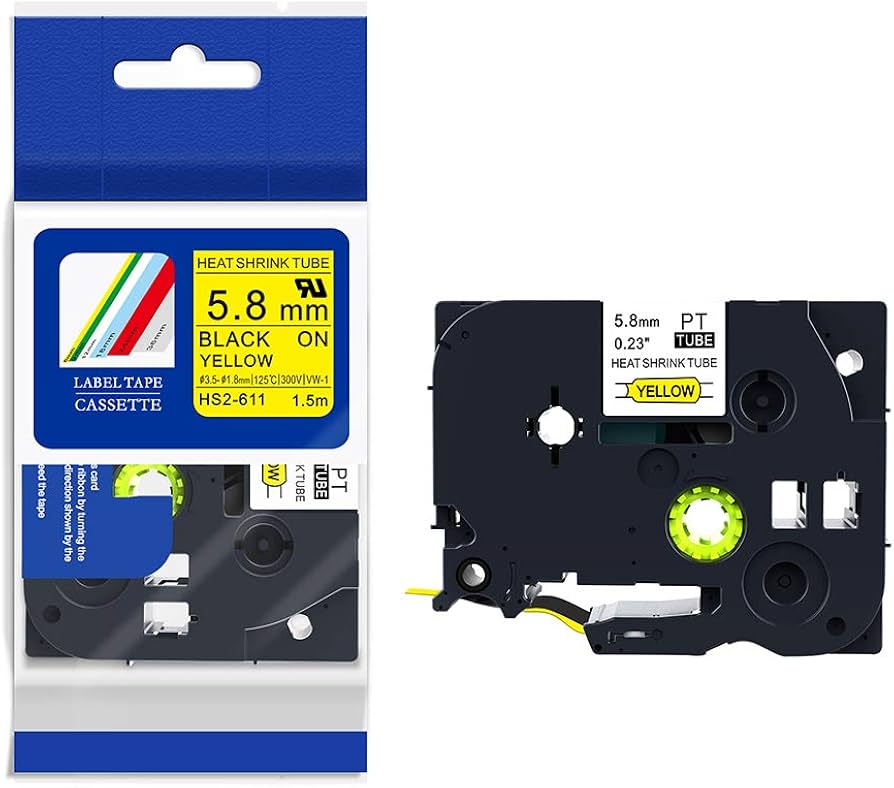 Ống co nhiệt Brother HS2-611 | 5.8mm x 1.5m | Chữ Đen trên nền Vàng 1 Ống co nhiệt Brother HS2-611 5.8mm x 1.5m chữ Đen trên nền Vàng - cassette chính hãng