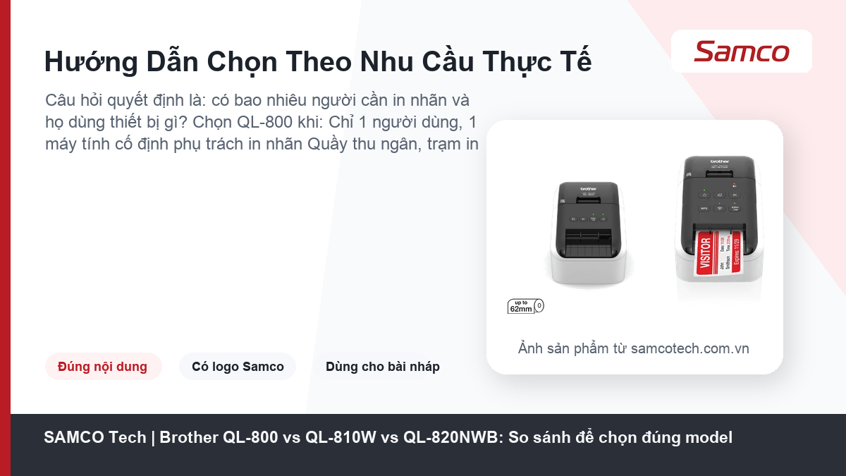Brother QL-800 vs QL-810W vs QL-820NWB: So sánh để chọn đúng model 6 Hướng Dẫn Chọn Theo Nhu Cầu Thực Tế - Brother QL-800 vs QL-810W vs QL-820NWB: So sánh để chọn đúng model