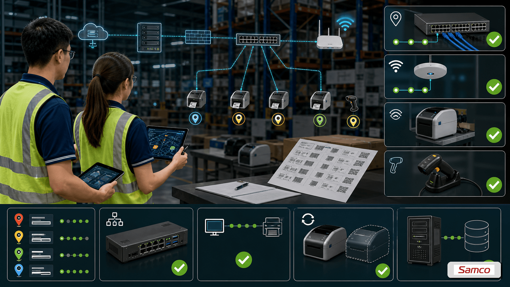 Chọn máy in nhãn Brother cho kho hàng như thế nào 6 Tích hợp WMS cần chuẩn bị IP tĩnh, print server, test kết nối và máy in dự phòng cho zone quan trọng
