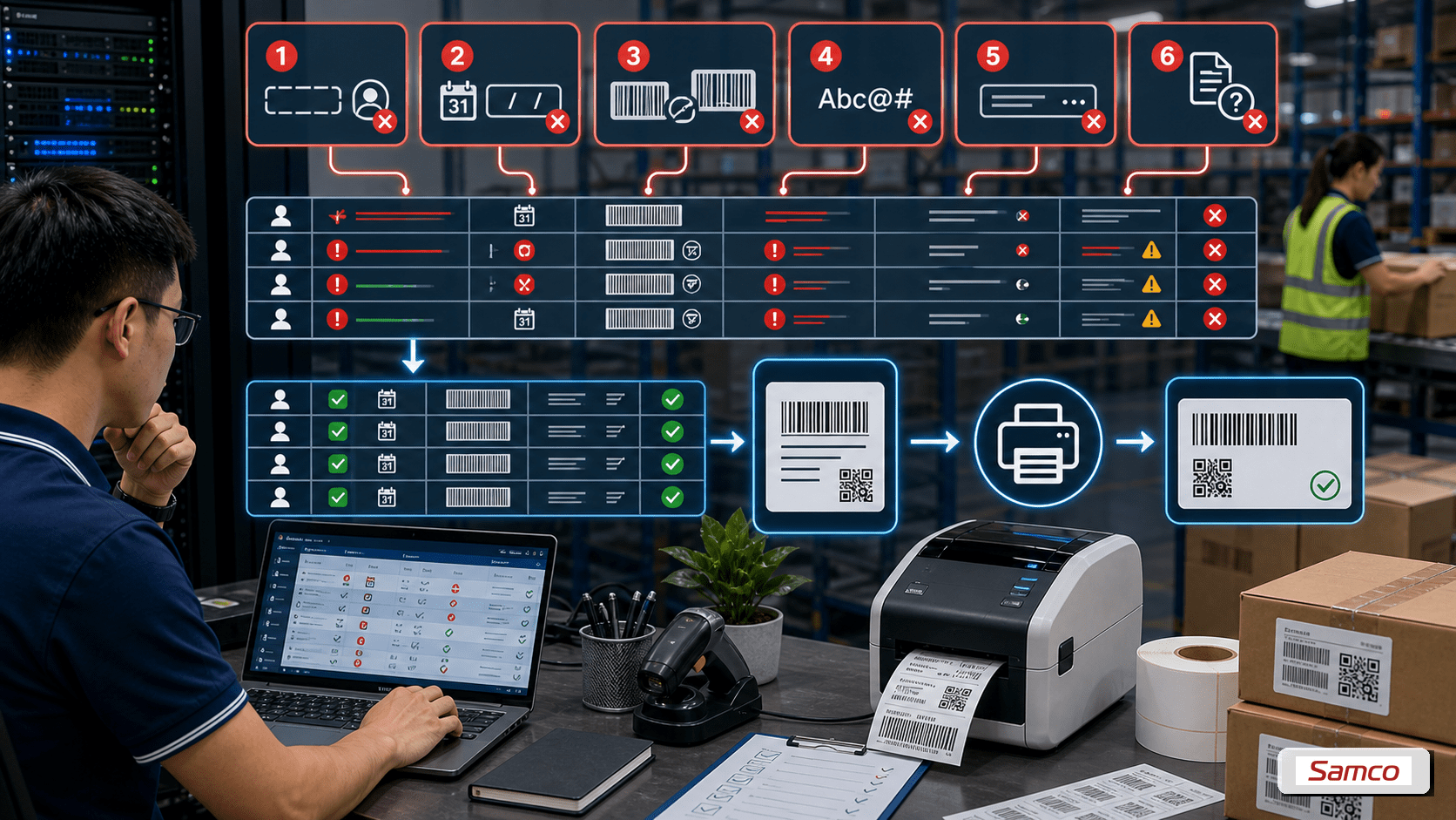 Cách in nhãn từ database tự động và chính xác 7 Xử lý lỗi dữ liệu trước khi in như thiếu field, sai định dạng ngày, barcode trùng và dữ liệu quá dài