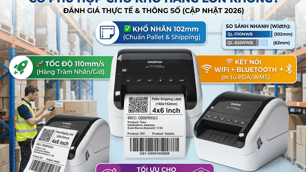 Hướng Dẫn Sử Dụng Máy In Nhãn Brother QL-1110NWB 5 Hình minh họa: Chọn cuộn DK và lưu ý bảo trì