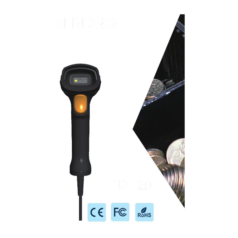 Máy quét mã vạch 2D Mindeo RS6108 1 May quet ma vach 2D cam tay Mindeo RS6108 co day USB