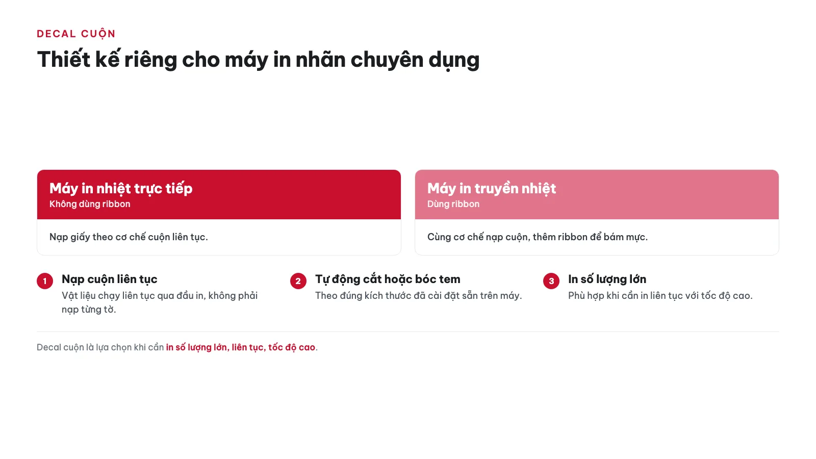 Decal cuộn phù hợp với loại máy in nào?