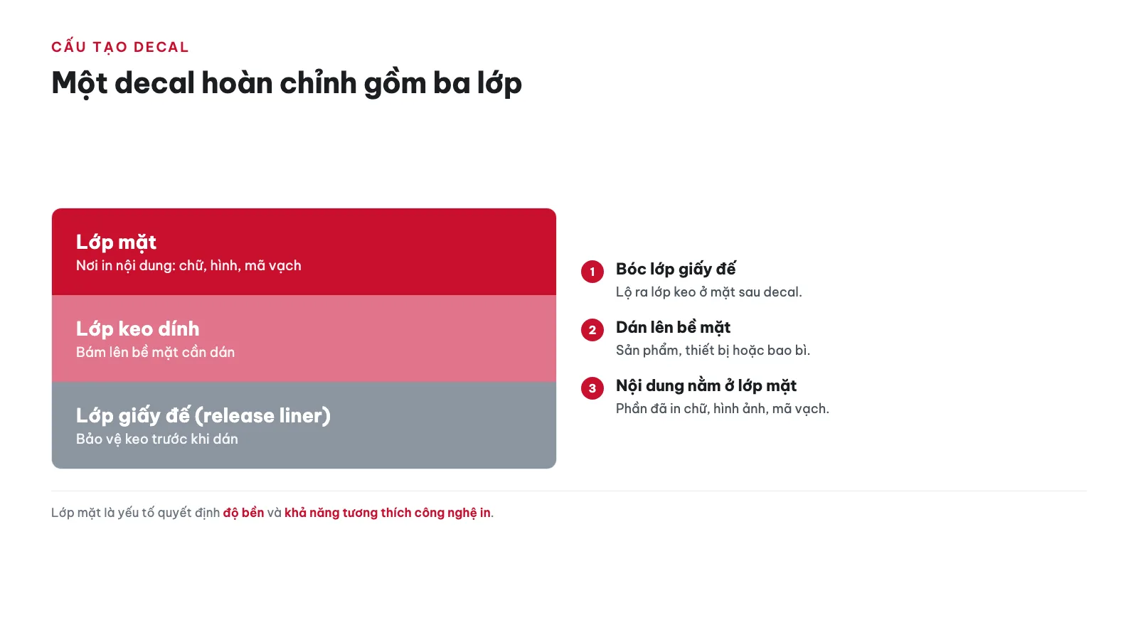 Decal có cấu tạo cơ bản gồm những lớp nào? — decal là gì, phân loại decal in nhãn