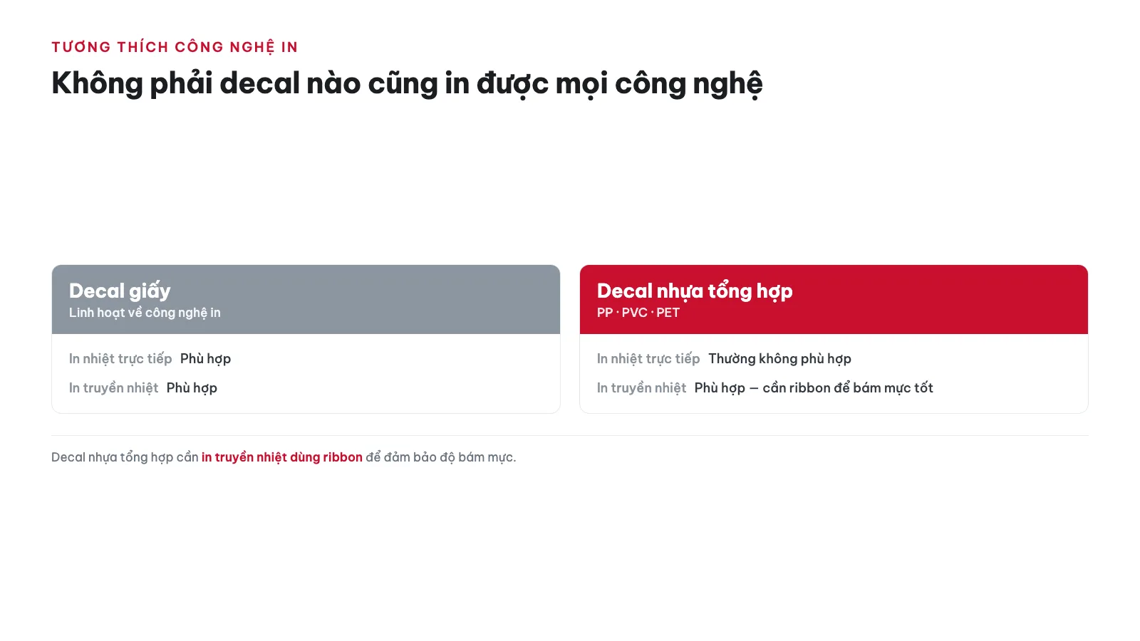 Decal có tương thích với mọi loại máy in không? — decal là gì, phân loại decal in nhãn